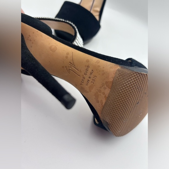 Giuseppe Zanotti Crystal-Cuff High Heel Stiletto Sandals in Black Suede Sz 36.5 - Picture 12 of 16